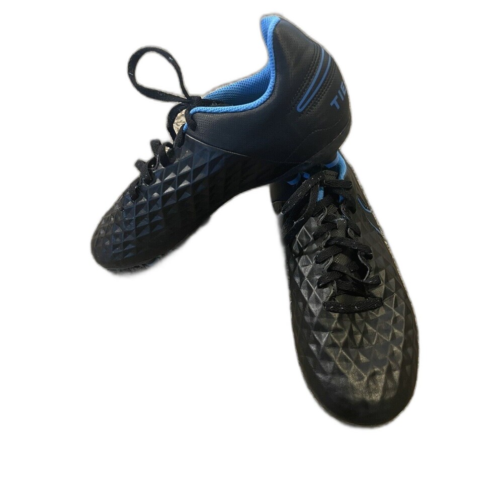 Nike Kids Tiempo Legend 8 Club FG Soccer Cleats Black/Blue Size 6 Y